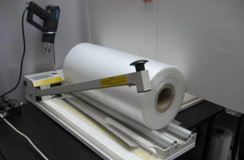 MERCIER ME800IP Fóliahegesztő fóliatartóval, asztali, 800mm cekászos (vágószálas) hegesztőszállal
