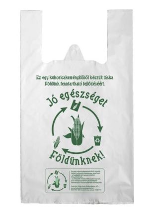 Kukoricakeményítő alapú PLA natúr ingvállas táska 240+2x60x450x0,015 mm