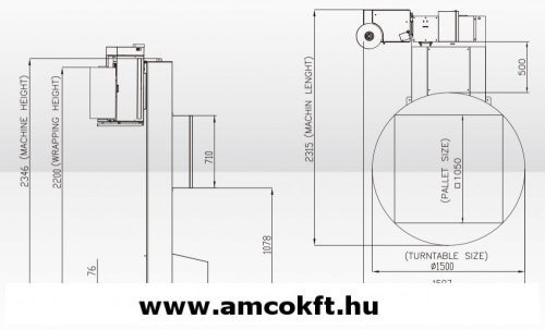 EXTEND TMD-P46P Plus Raklapfóliázó csomagológép,  előnyújtásos fóliakocsival, rámpával