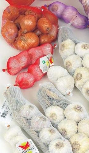 Fokhagyma háló, 1 soros, extrudált, fehér,  1000m/tekercs , nagyobb lyukú